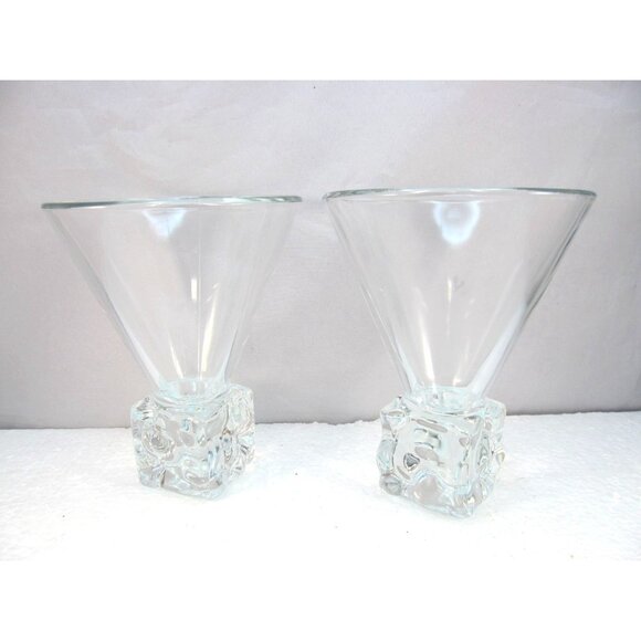 Set of 2 Vintage Disaronno Melting Ice Cube Base Martini Glasses Made in Italy - Picture 4 of 16